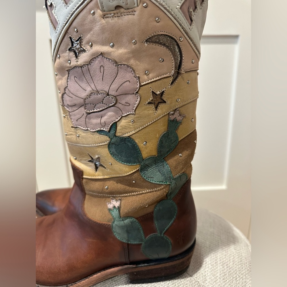 Frye size 8 Billy Cactus multicolor leather and suede with cowboy boots - Picture 5 of 16